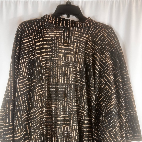 Chico's Open Kimono Cardigan Modest top 
Black, Tan Patterned Cardigan Sz:2 - Picture 10 of 12